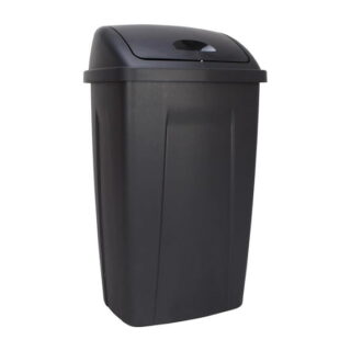 13 Gallon Plastic Swing Top Kitchen Garbage Trash Can, Black