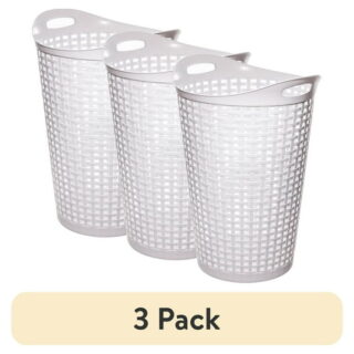 (3 pack) Mainstays Wicker Flex Hamper, Arctic White, Adult