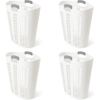 Easy Carry Flex Hamper, Large 87.5 Liter Lightweight Plastic Ventilated Laundry Basket Clothes Bin with Handles, White